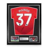 Kobbie Mainoo Signed Framed Manchester United 2024/25 Home Shirt