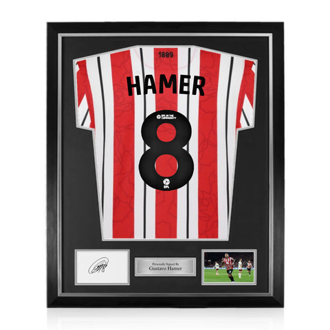 Gustavo Hamer Signed Framed Display w/ Sheffield United 2024/25 Home Shirt