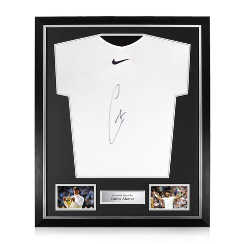 Carlos Alcaraz Signed Framed White Nike Court Slam Tennis Shirt