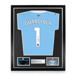 Pep Guardiola Signed Framed Manchester City 2025/26 Home Shirt