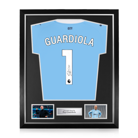 Pep Guardiola Signed Framed Manchester City 2025/26 Home Shirt