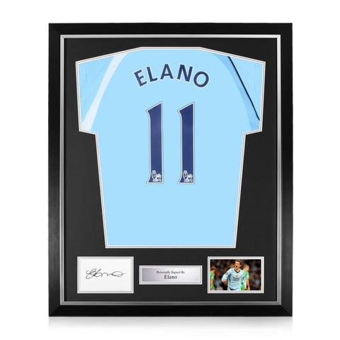 Elano Signed Framed Display w/ Manchester City Home Shirt