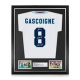 Paul Gascoigne Signed Framed 1996 Euro 96 Home Shirt w/ Gazza Inscription