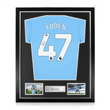 Phil Foden Signed Framed Manchester City Home Shirt w/ BAS Beckett Authentication