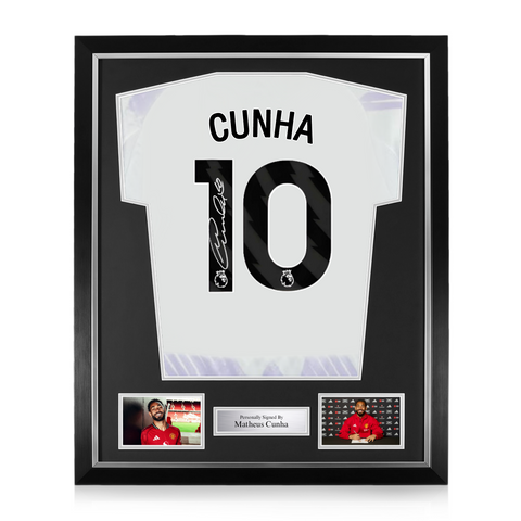 Matheus Cunha Signed Framed Manchester United 2025/26 Away Shirt