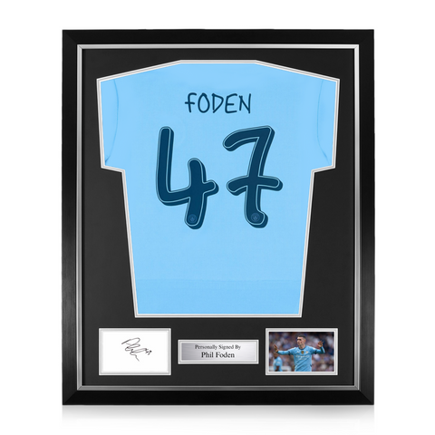 Phil Foden Signed Framed Display w/ Manchester City 2024/25 Home Shirt