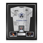 Ciryl Gane Signed Framed Display w/ UFC White and Blue Shirt