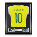Neymar Jr Signed Framed Brazil Home Shirt w/ BAS Beckett Authentication