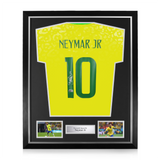 Neymar Jr Signed Framed Brazil Home Shirt w/ BAS Beckett Authentication