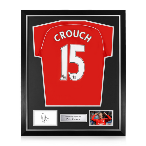 Peter Crouch Signed Framed Display w/ Liverpool Home Shirt