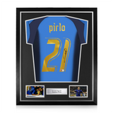 Andrea Pirlo Signed Framed Italy Home Shirt w/ BAS Beckett Authentication