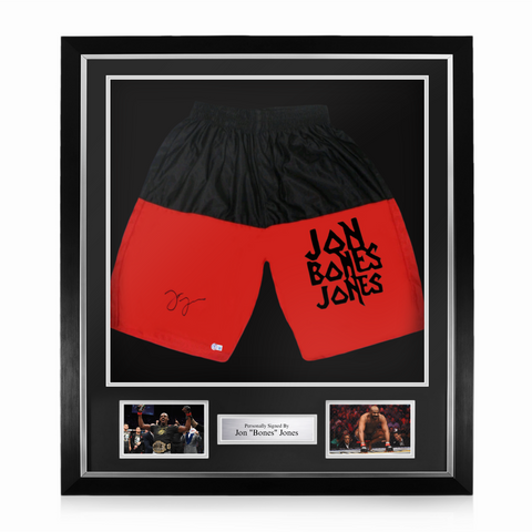 Jon Jones Signed Framed UFC Bones Shorts w/ Beckett Authentication