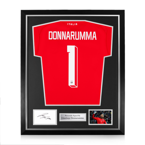 Gianluigi Donnarumma Signed Framed Display w/ Italy Goalkeeper Shirt