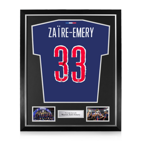 Warren Zaire-Emery Signed Framed PSG Home Shirt w/ BAS Beckett Authentication