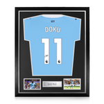Jeremy Doku Signed Framed Manchester City 2025/26 Home Shirt