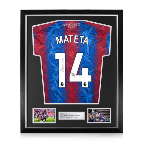 Jean-Philippe Mateta Signed Framed Crystal Palace 2024/25 Home Shirt w/ Boom Inscription