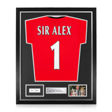 Sir Alex Ferguson Signed Framed Display w/ Retro Home Shirt