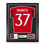 Kobbie Mainoo Signed Framed Display w/ Manchester United 2023/24 Home Shirt