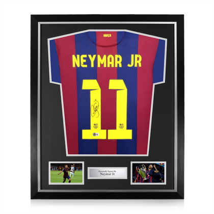 Neymar Jr Signed Framed FC Barcelona Home Shirt w/ BAS Beckett Authentication