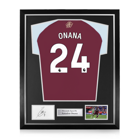 Amadou Onana Signed Framed Display w/ Aston Villa 2024/25 Home Shirt