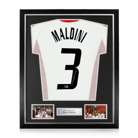 Paolo Maldini Signed Framed AC Milan Away Shirt w/ BAS Beckett Authentication