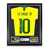 Neymar Jr Signed Framed Brazil Home Shirt w/ BAS Beckett Authentication