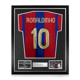 Ronaldinho Signed Framed FC Barcelona Home Shirt w/ BAS Beckett Authentication