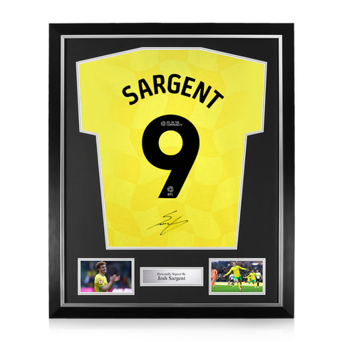 Josh Sargent Signed Framed Norwich City 2024/25 Home Shirt