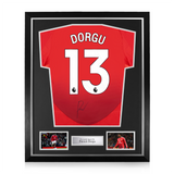 Patrick Dorgu Signed Framed Manchester United 2024/25 Home Shirt