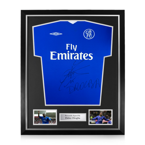 Didier Drogba Signed Framed Chelsea Shirt