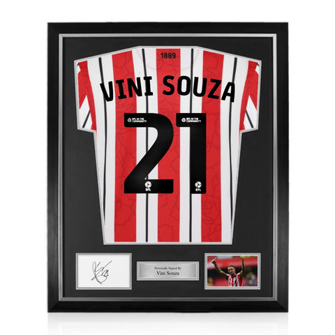 Vini Souza Signed Framed Display w/ Sheffield United 2024/25 Home Shirt
