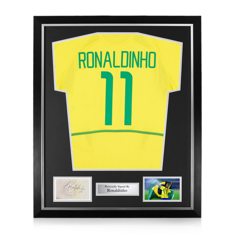 Ronaldinho Signed Framed Display w/ Brazil Home Shirt