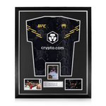 Leon Edwards Signed Framed Display w/ UFC Black and Gold Shirt