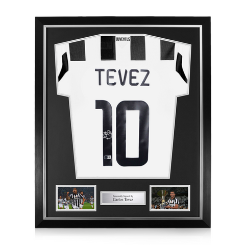 Carlos Tevez Signed Framed Juventus Home Shirt w/ BAS Beckett Authentication