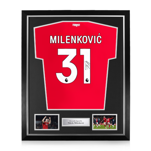 Nikola Milenković Signed Framed Nottingham Forest 2024/25 Home Shirt