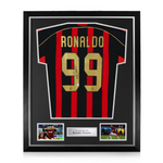 Ronaldo Nazario Signed Framed AC Milan Home Shirt w/ BAS Beckett Authentication