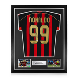 Ronaldo Nazario Signed Framed AC Milan Home Shirt w/ BAS Beckett Authentication