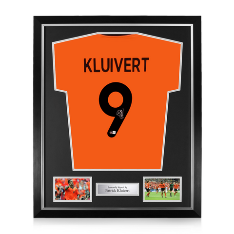 Patrick Kluivert Signed Framed Netherlands Home Shirt w/ BAS Beckett Authentication