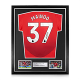 Kobbie Mainoo Signed Framed Manchester United 2024/25 Home Shirt