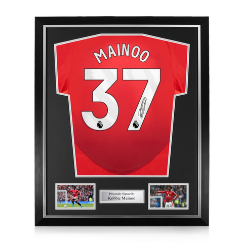 Kobbie Mainoo Signed Framed Manchester United 2024/25 Home Shirt