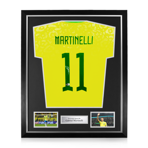 Gabriel Martinelli Signed Framed Brazil Home Shirt w/ BAS Beckett Authentication
