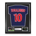 Ronaldinho Signed Framed PSG Home Shirt w/ BAS Beckett Authentication