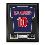 Ronaldinho Signed Framed PSG Home Shirt w/ BAS Beckett Authentication