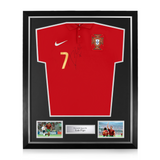 Luís Figo Signed Framed Portugal 7 Home Shirt
