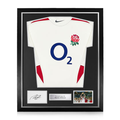 Martin Johnson Signed Framed Display w/ England 2003 Shirt