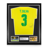 Thiago Silva Signed Framed Brazil Shirt