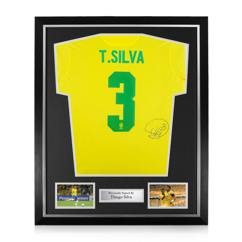 Thiago Silva Signed Framed Brazil Shirt