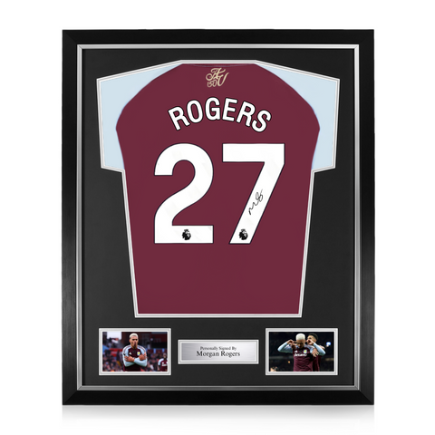 Morgan Rogers Signed Framed Aston Villa 2024/25 Home Shirt