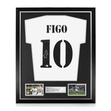 Luis Figo Signed Framed Real Madrid Home Shirt w/ BAS Beckett Authentication