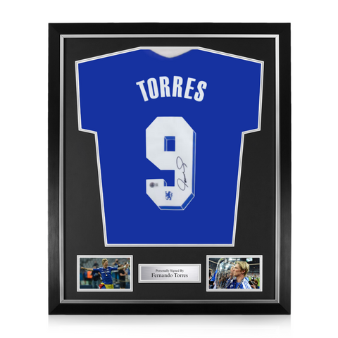 Fernando Torres Signed Framed Chelsea Home Shirt w/ BAS Beckett Authentication